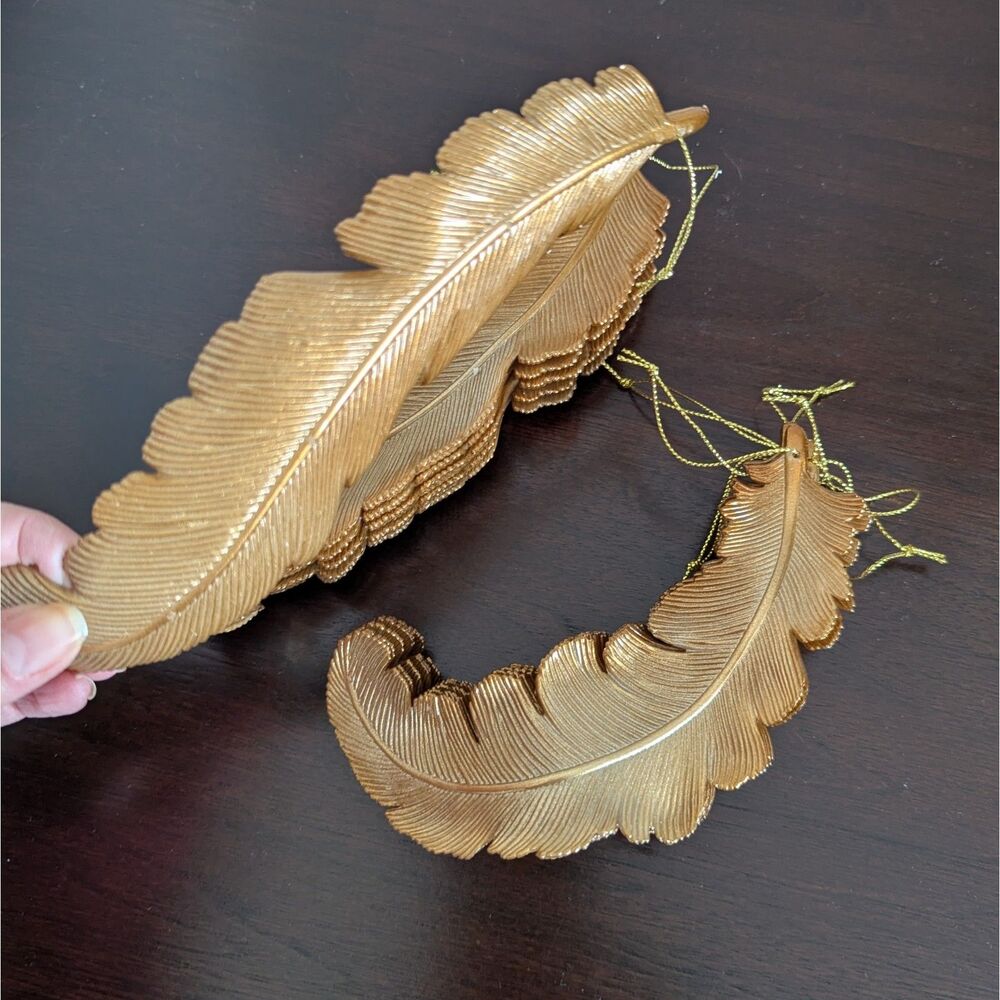 Wayfair Gold Feather Christmas Tree Holiday Ornaments Set of 12